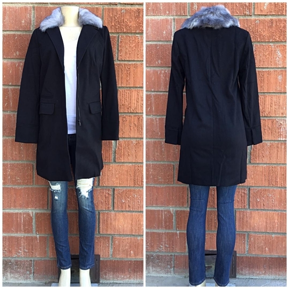Current Air Anthro Chic Long Black Peacoat - Picture 2 of 5
